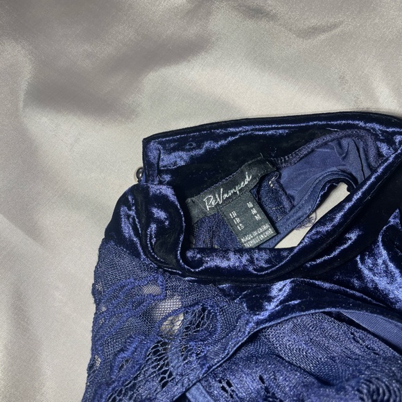 Revamped Dark Blue Velvet Dress - Picture 4 of 6